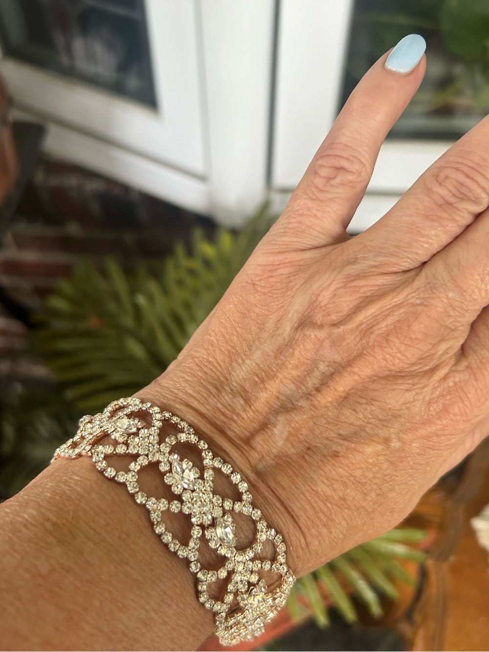 Rose Gold Crystal Wide Band Bracelet
